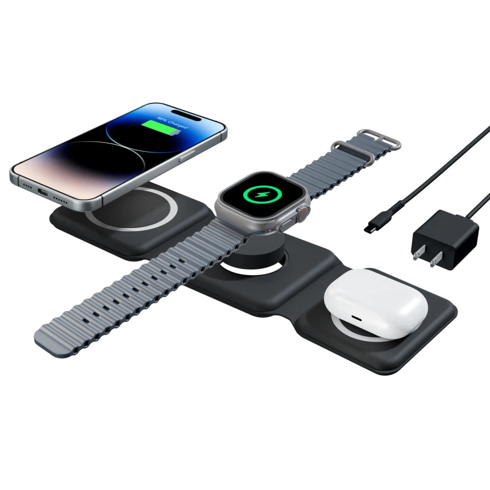 Foldable Triple Device Wireless Charger