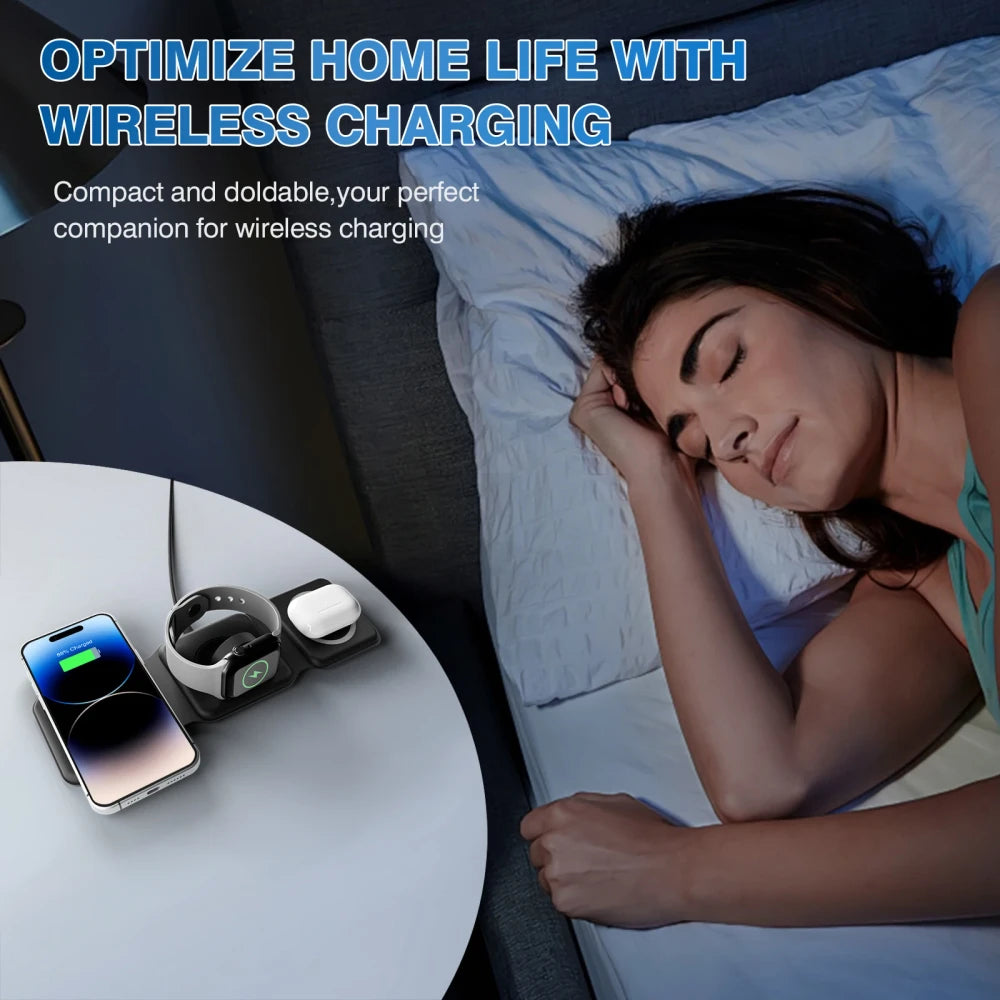 Foldable Triple Device Wireless Charger