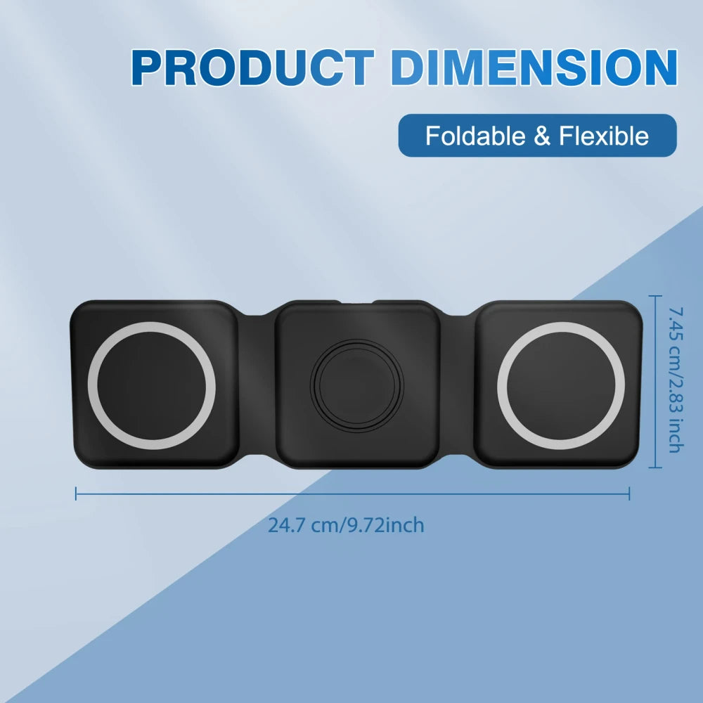 Foldable Triple Device Wireless Charger
